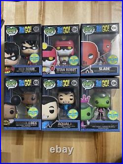 Funko Pop Teen Titans Full Set Bumblebee, Slade, Red Robin, Titan Robot, Aqualad