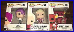 Lot of 3 Futurama Funko Pop Robot Devil Leela Zapp Brannigan Vaulted Figures new