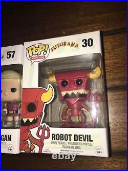 Lot of 3 Futurama Funko Pop Robot Devil Leela Zapp Brannigan Vaulted Figures new