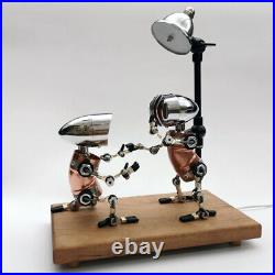 Metal Punk Handmade Robot With Light Love Confession Desktop Decoration Toy New