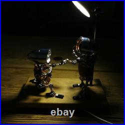 Metal Punk Handmade Robot With Light Love Confession Desktop Decoration Toy New