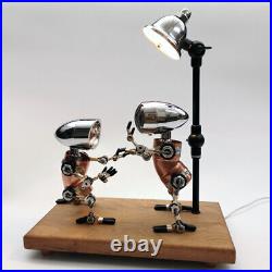 Metal Punk Handmade Robot With Light Love Confession Desktop Decoration Toy New