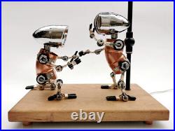 Metal Punk Handmade Robot With Light Love Confession Desktop Decoration Toy New