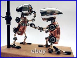 Metal Punk Handmade Robot With Light Love Confession Desktop Decoration Toy New