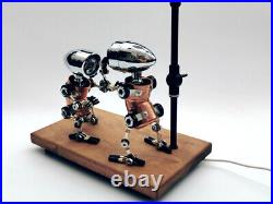 Metal Punk Handmade Robot With Light Love Confession Desktop Decoration Toy New