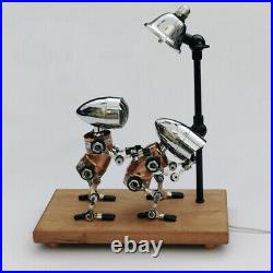 Metal Punk Handmade Robot With Light Sadness Desktop Decoration Fashion Toy New