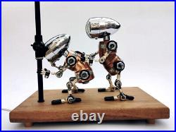 Metal Punk Handmade Robot With Light Sadness Desktop Decoration Fashion Toy New