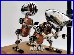 Metal Punk Handmade Robot With Light Sadness Desktop Decoration Fashion Toy New