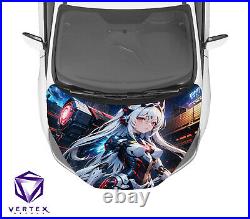 Robot Anime Girl Hood Wrap Weatherproof Vinyl Decal 50X60 1-YR Warranty-K